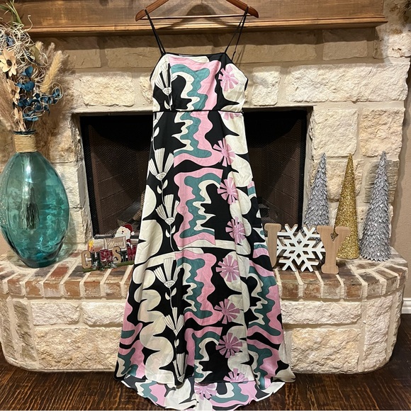 Anthropologie Oopscool Maxi Dress Graphic Print Dress  Floral Eclectic Medium - Picture 7 of 14